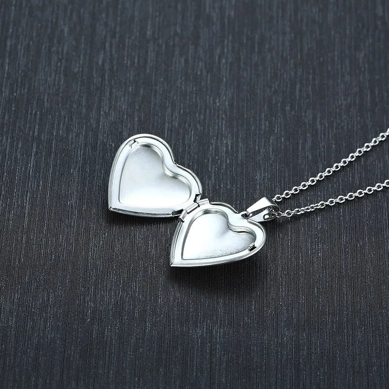 Womens Stainless Steel Heart Locket Pendant