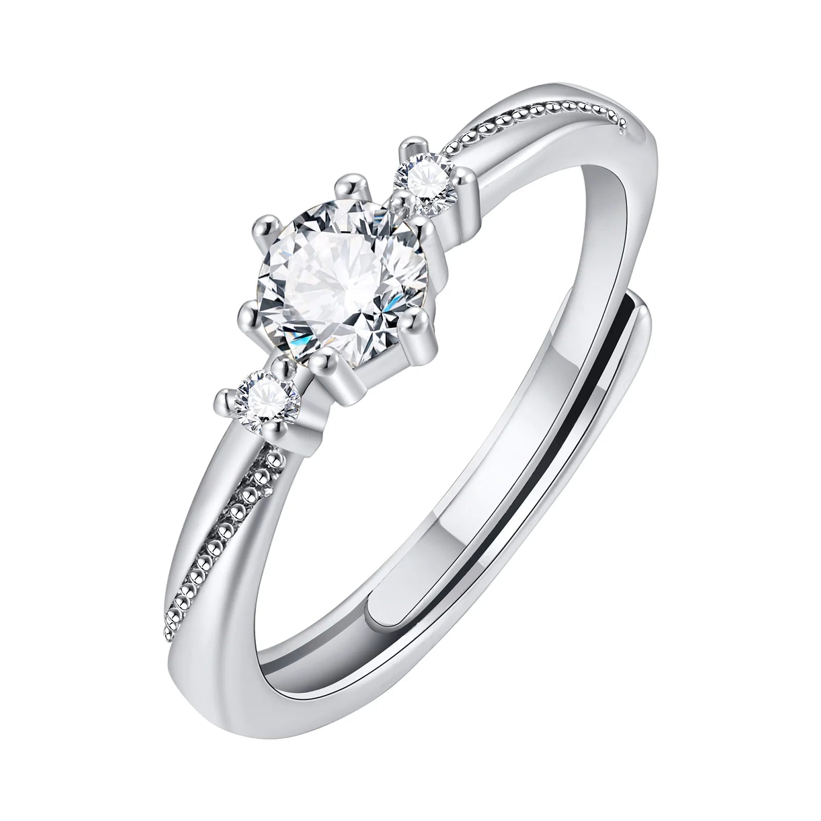Womens Cystal Stone Stainless Steel Ring