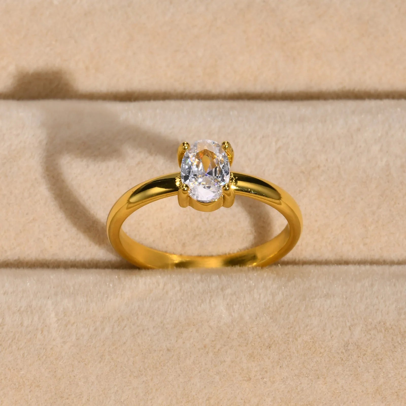 Womens Stainless Steel Crystal Ring