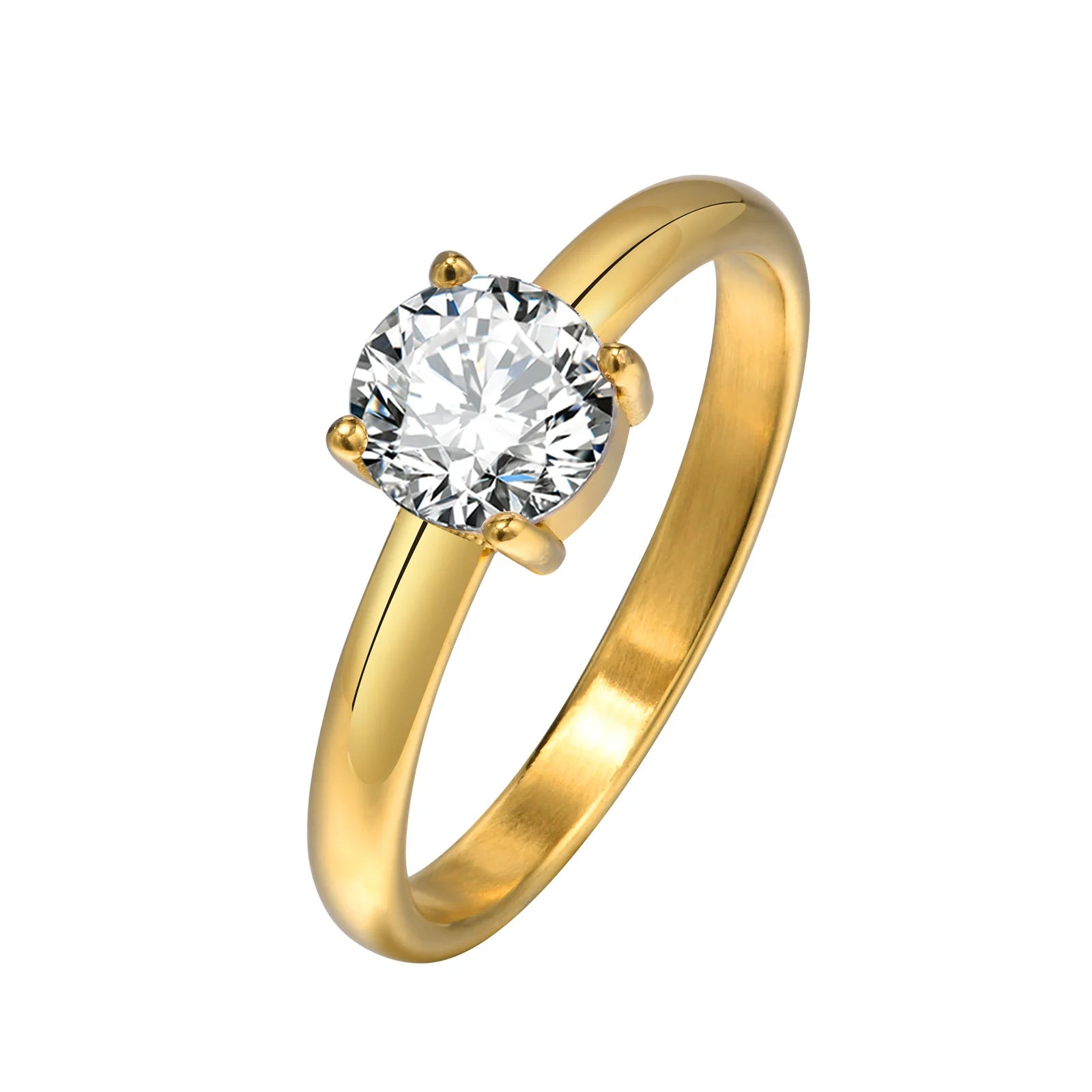 Womens Stainless Steel Crystal Ring